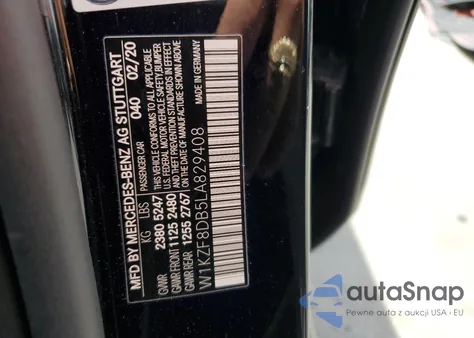 2020 Mercedes-Benz E 350 из США, поврежденный, VIN W1KZF8DB5LA829408